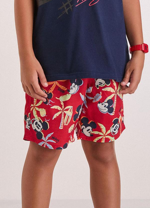Youccie - Bermuda Vermelha Tropical do Mickey Vermelho 4