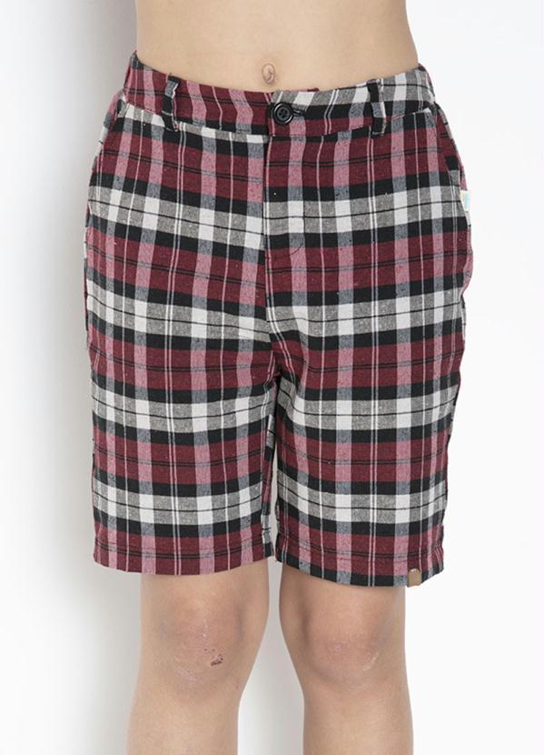 Outlet - Bermuda Xadrez Vermelho com Bolsos 3