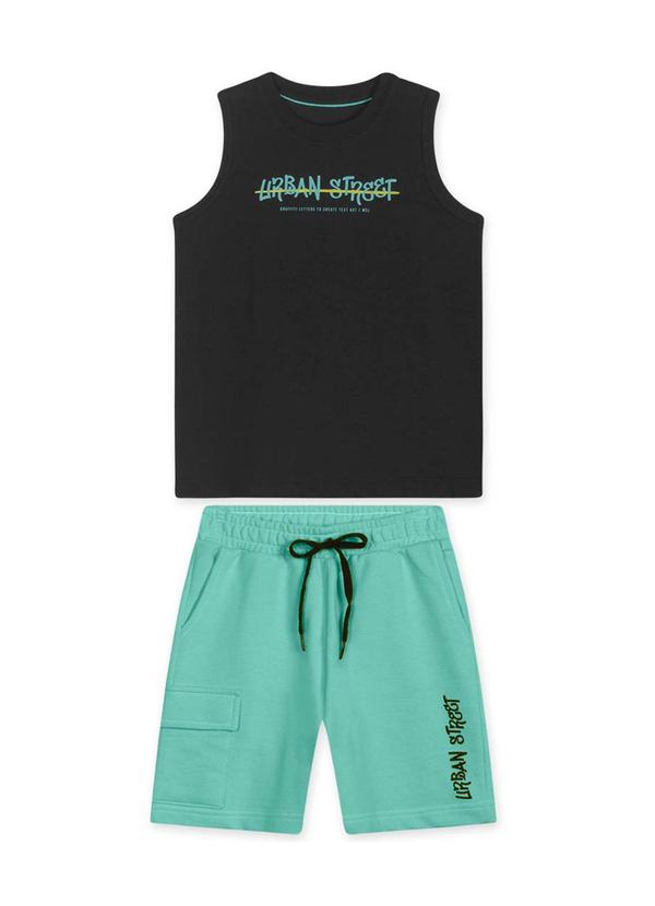 Marisol - Conjunto Curto Moletom Infantil Masculino Preto