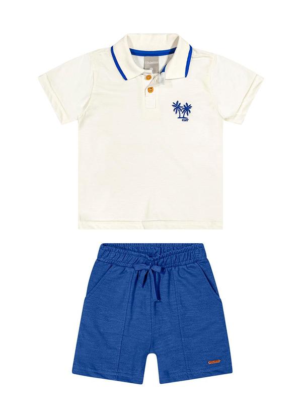 Colorittá - Conjunto Masc Infantil Bermuda Camisa Polo Bege