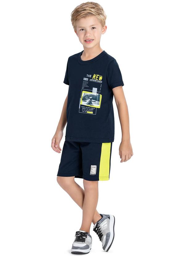 Elian - Conjunto Masc Infantil Camiseta e Bermuda Azul