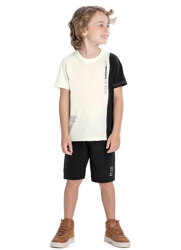 Elian - Conjunto Masc Infantil Camiseta e Bermuda Bege