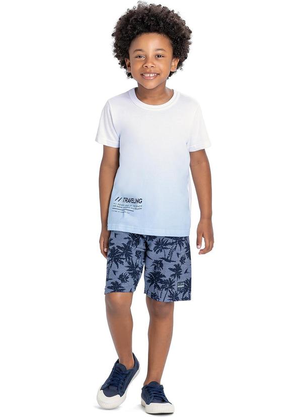 Elian - Conjunto Masc Infantil Camiseta e Bermuda Branco