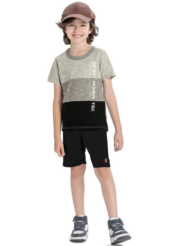 Elian - Conjunto Masc Infantil Camiseta e Bermuda Cinza