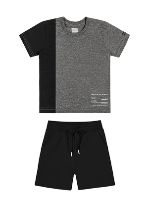 Colorittá - Conjunto Masc Infantil Camiseta e Bermuda Cinza - COLORITTÁ