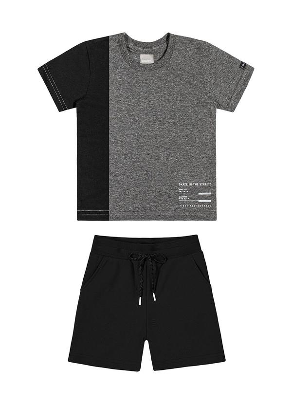 Colorittá - Conjunto Masc Infantil Camiseta e Bermuda Cinza