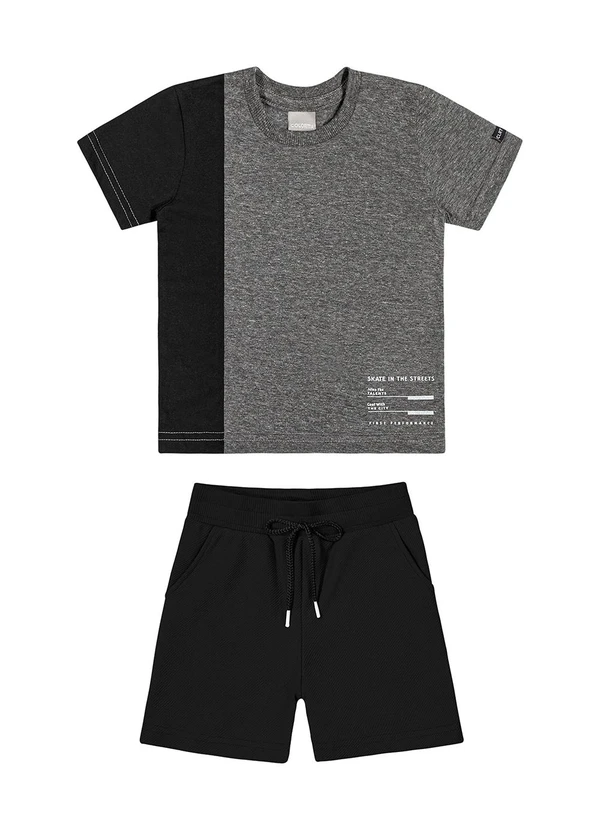 Colorittá - Conjunto Masc Infantil Camiseta e Bermuda Cinza