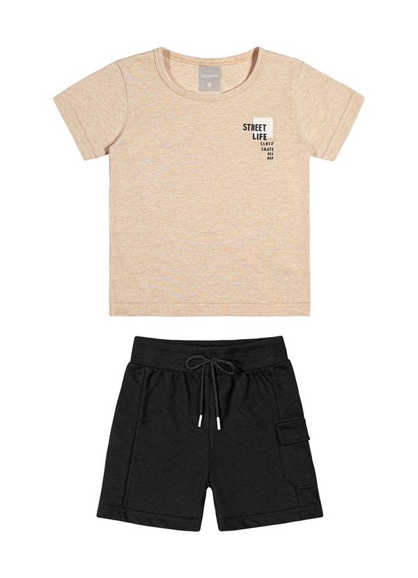 Colorittá - Conjunto Masc Infantil Camiseta e Bermuda Marrom
