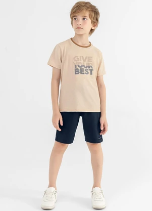 Colorittá - Conjunto Masc Infantil Camiseta e Bermuda Marrom - COLORITTÁ