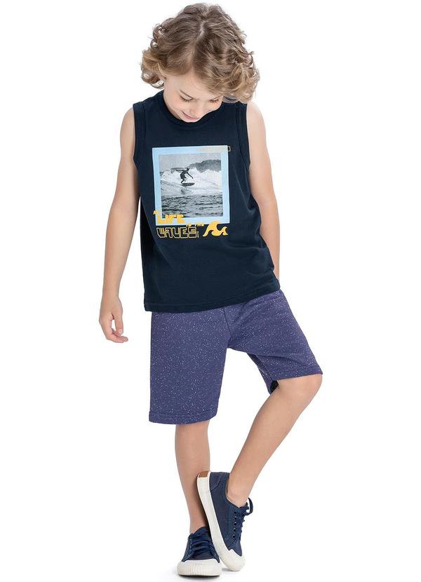 Elian - Conjunto Masc Infantil Regata e Bermuda Azul