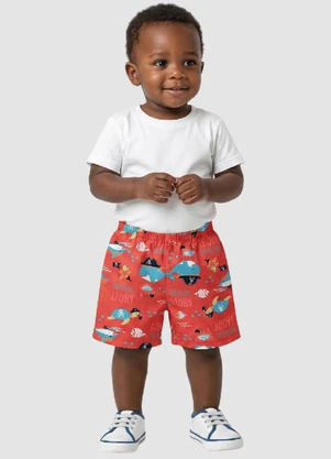 Turminha - Kit 5 Bermudas Tactel Praia Bebe Masc Sortidas - TURMINHA