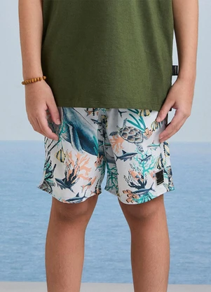 Youccie - Short de Tactel Fundo do Mar Branco - YOUCCIE