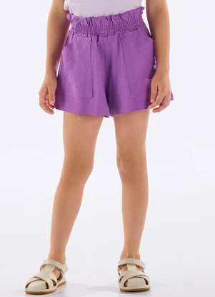 Up Baby - Shorts Infantil Linho com Elastano Roxo - UP BABY