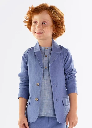 Up Baby - Blazer Infantil em Linho com Elastano Azul - UP BABY