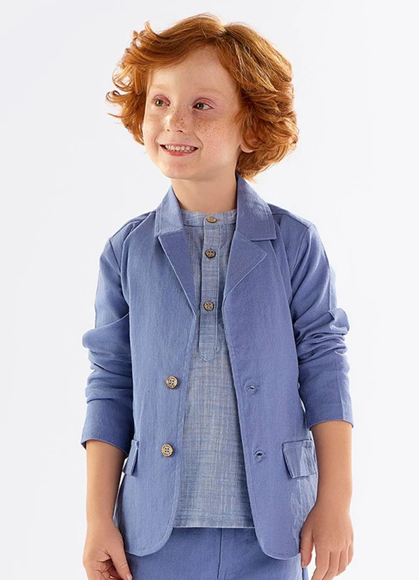 Up Baby - Blazer Infantil em Linho com Elastano Azul