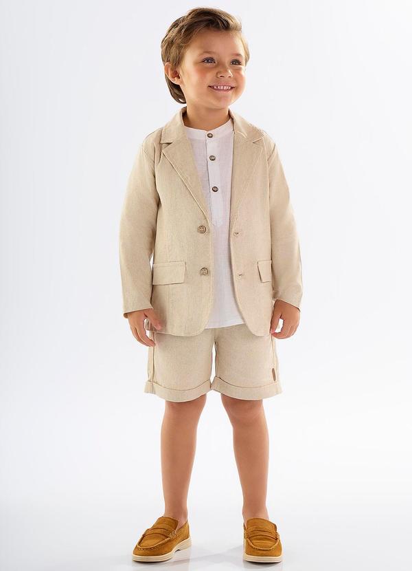 Up Baby - Blazer Infantil em Linho com Elastano Bege 2