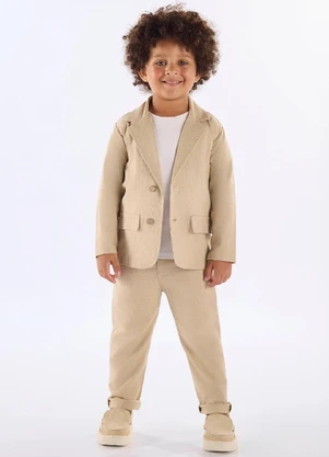 Up Baby - Blazer Infantil em Linho Bege - UP BABY