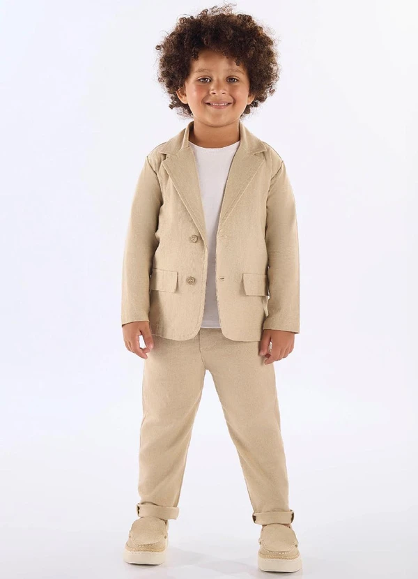 Up Baby - Blazer Infantil em Linho Bege 2