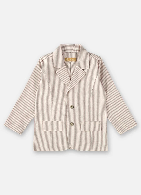 Up Baby - Blazer Infantil em Tecido Listrado Bege