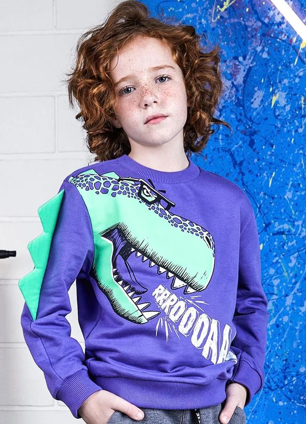 Youccie - Casaco de Moletom Estampa Dino Roxo