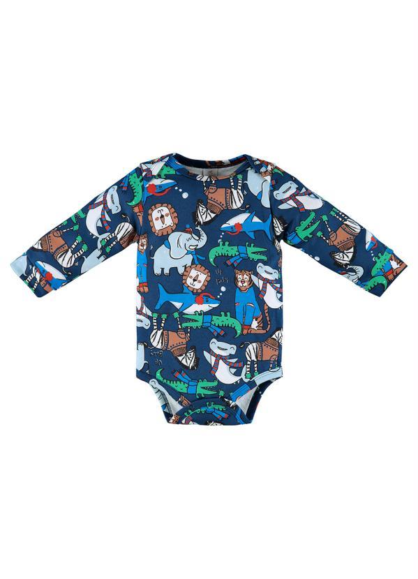 Up Baby - Body Bebê em Suedine Azul 2