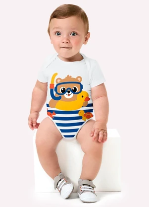 Kyly - Body Bebê Menino em Cotton Branco - KYLY
