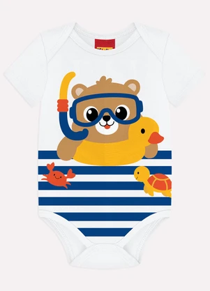Kyly - Body Bebê Menino em Cotton Branco - KYLY