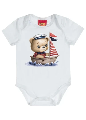 Kyly - Body Bebê Menino em Cotton Branco - KYLY