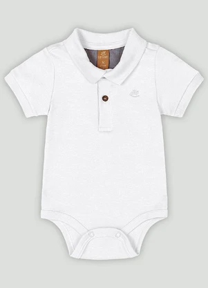 Up Baby - Body Bebê Menino em Suedine Premium Branco - UP BABY