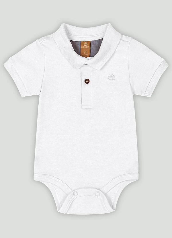 Up Baby - Body Bebê Menino em Suedine Premium Branco