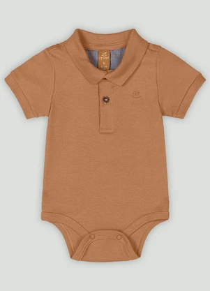 Up Baby - Body Bebê Menino em Suedine Premium Marrom - UP BABY