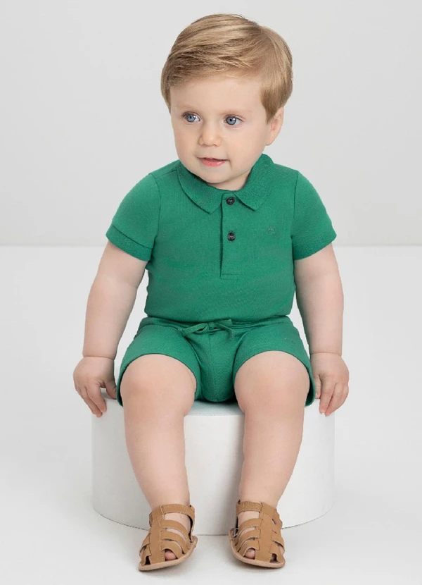 Up Baby - Body Bebê Menino em Suedine Premium Up Baby Verde