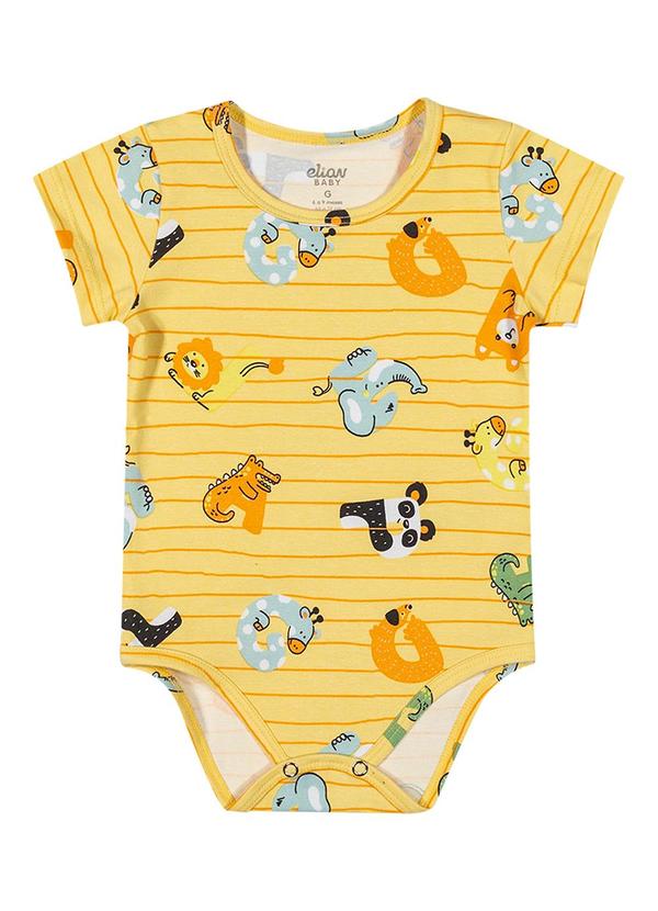 Elian - Body Bebê Menino Estampado Elian Amarelo