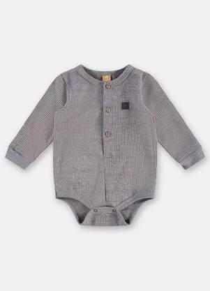Up Baby - Body Bebê Menino Malha Aveludada Azul - UP BABY