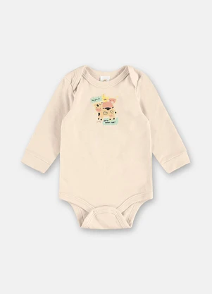 Up Baby - Body Bebê Suedine Estampa Bege - UP BABY