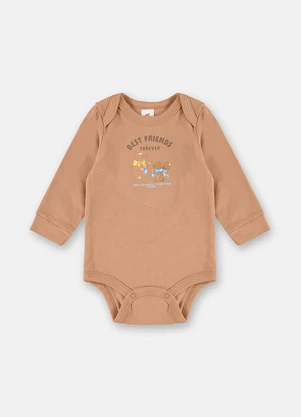 Up Baby - Body Bebê Suedine Estampa Bege - UP BABY