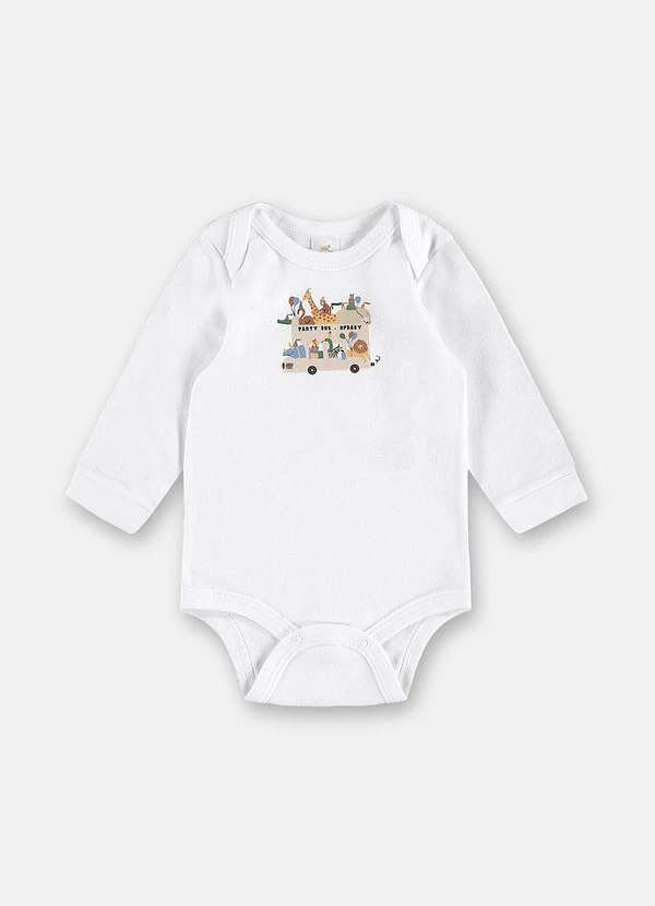 Up Baby - Body Bebê Suedine Estampa Branco