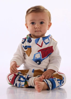 Up Baby - Body Bebê Suedine Estampa Branco - UP BABY