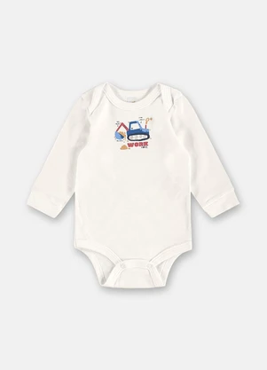 Up Baby - Body Bebê Suedine Estampa Branco - UP BABY