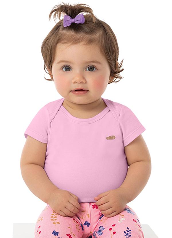 Marlan - Body Bebê Unissex Cotton Penteado Liso Rosa
