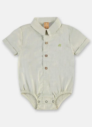 Body Camisa Bebê em Algodão Linho Up Baby Verde - UP BABY