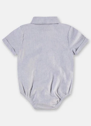 Up Baby - Body Camisa Bebê Menino Algodão Linho Azul - UP BABY