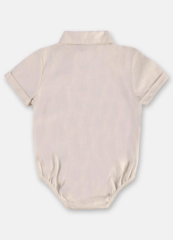 Up Baby - Body Camisa Bebê Menino Algodão Linho Bege 3