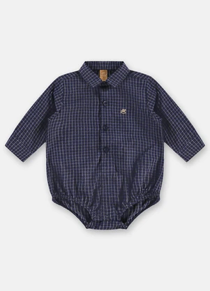 Up Baby - Body Camisa Bebê Menino Azul - UP BABY
