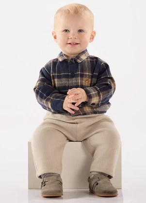 Up Baby - Body Camisa Bebê Menino Azul - UP BABY