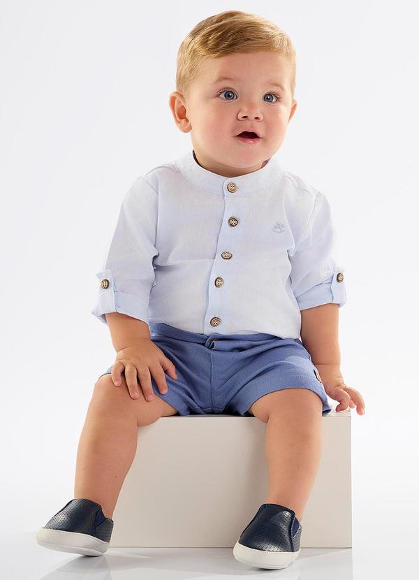 Up Baby - Body Camisa para Bebê Menino Azul