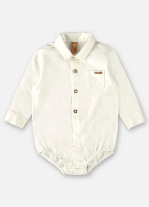 Up Baby - Body Camisa para Bebê Menino Off White - UP BABY