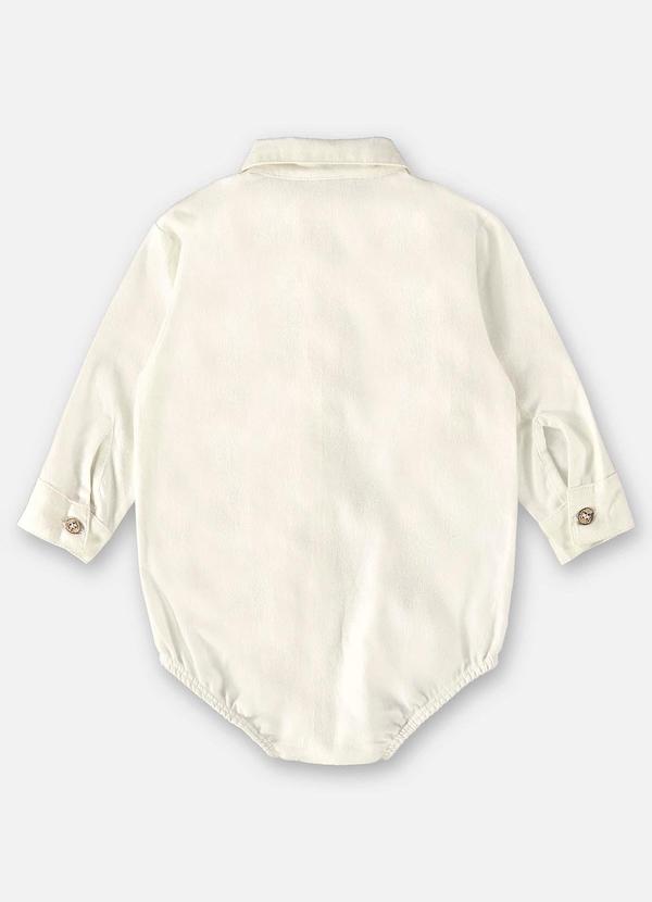 Up Baby - Body Camisa para Bebê Menino Off White 2