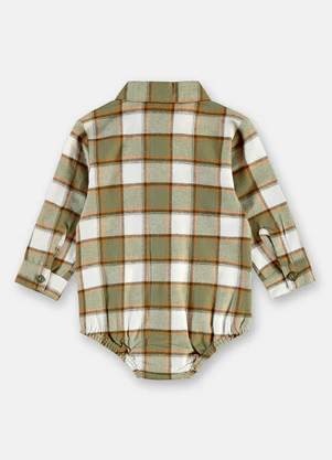 Up Baby - Body Camisa Xadrez Flanelado Verde - UP BABY