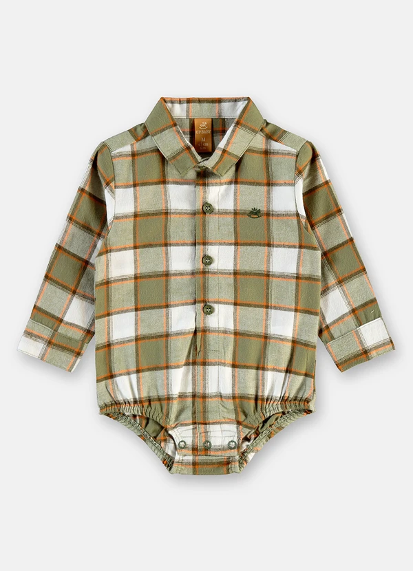 Up Baby - Body Camisa Xadrez Flanelado Verde